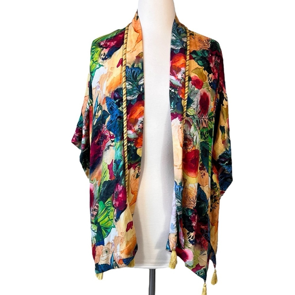 Soft Surroundings Amora Kimono Topper Multicolor Floral